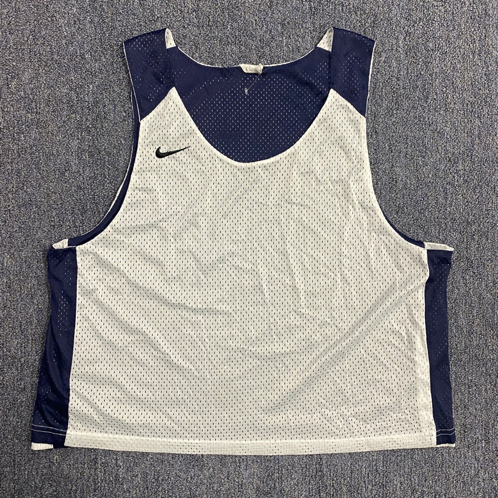 Nike Basketball Jersey Mens L/XL Reversible Mesh Navy White Team Practice‎ Tank